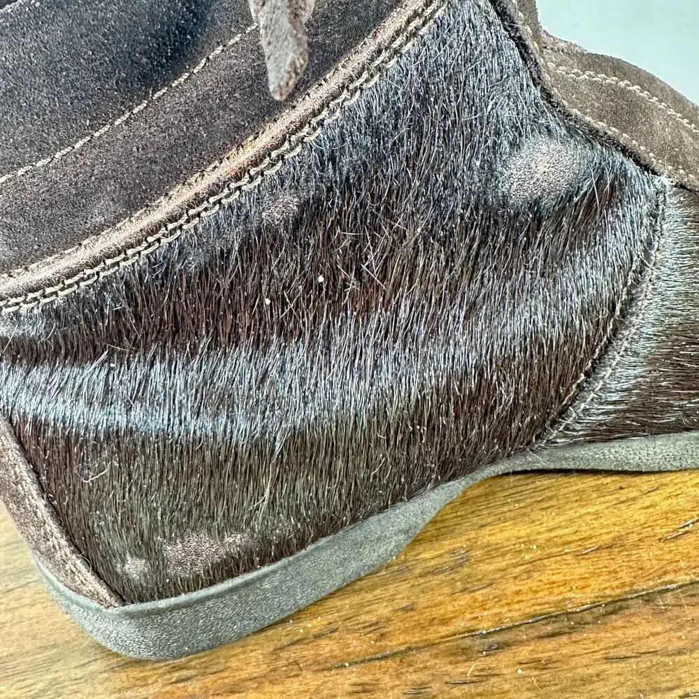 TECNICA Apres‎ Ski Brown Cow Hair booties Woman's 38 Outdoor Hiking